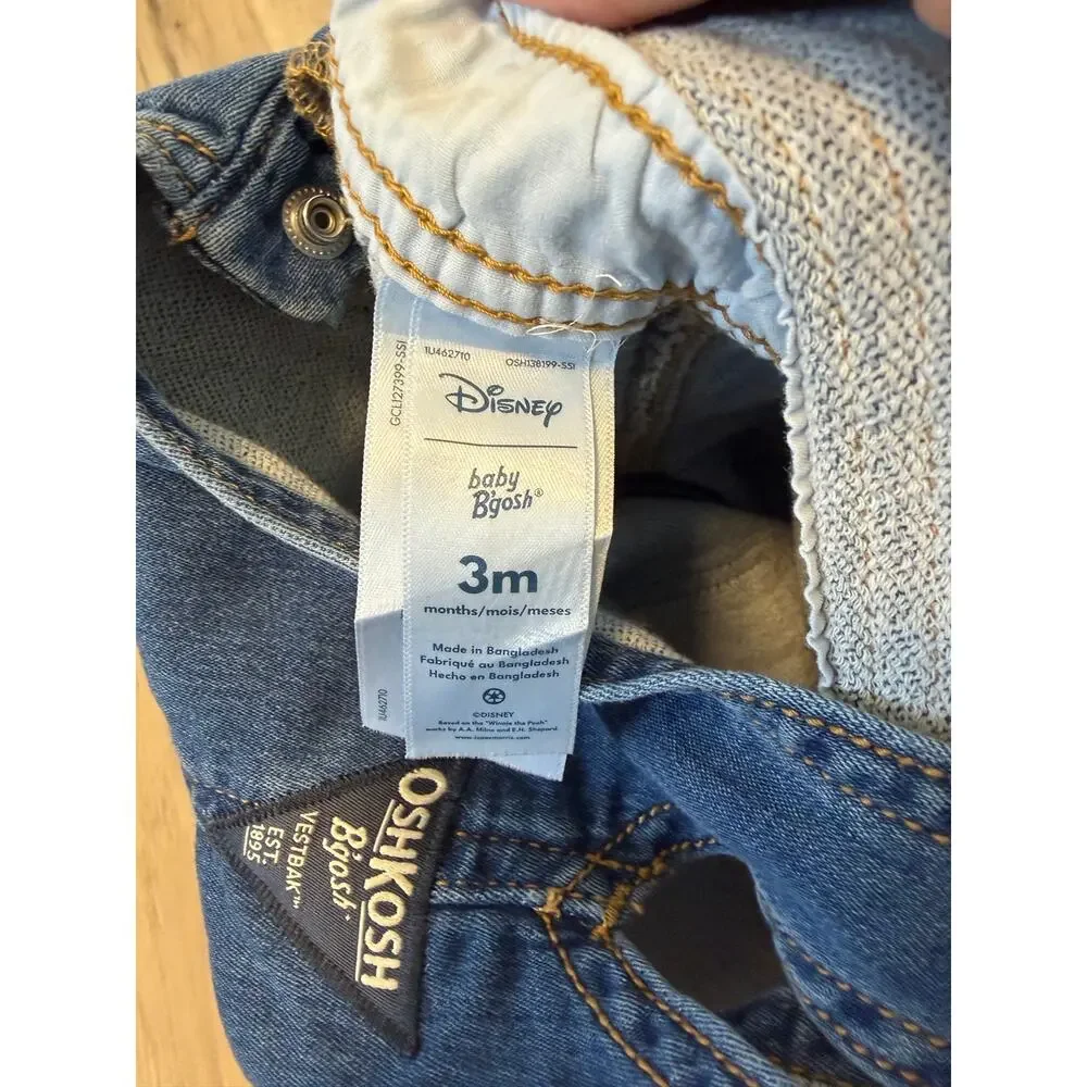 OshKosh B'gosh unisex 3 Month Blue Denim Overall One-Piece Winnie The Pooh Bear